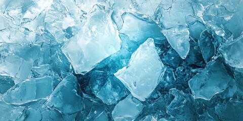 Obraz premium Shattered Ice Surface with Frozen Geometric Patterns in Cool Tones
