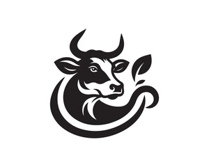 Cow logo vector. Animal farm. Cow icon vector illustration. Cow graphic silhouette black and white.