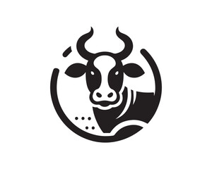 Cow logo vector. Animal farm. Cow icon vector illustration. Cow graphic silhouette black and white.