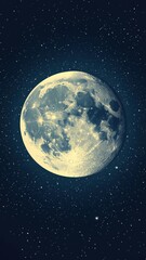 Obraz premium Moon illustrated in flat design style with simplified shapes, clean lines, and bold, monochromatic colors.