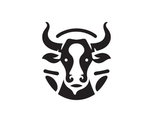 Fototapeta premium Cow logo vector. Animal farm. Cow icon vector illustration. Cow graphic silhouette black and white.