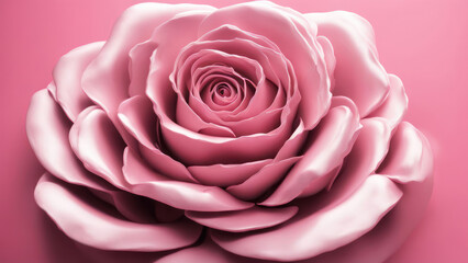 illustration of a pink rose flower, futuristic view of a pink rose flower, pink rose technology view