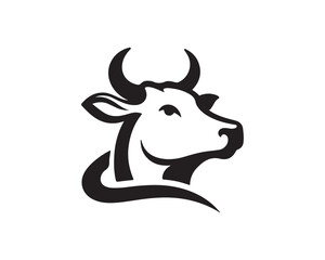 Cow logo vector. Animal farm. Cow icon vector illustration. Cow graphic silhouette black and white.