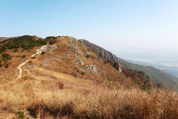 Autumnal view of Ganwoljae Pass at Ganwol Mt of Yeongnam Alps near Ulju-gun, Ulsan, South Korea 