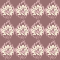Ikat seamless floral pattern hand drawn , Motif ethnic  floral seamless textil,  embroidery, print striped ornament floral, pattern, design for wrapping, silk, scarf, background, textile