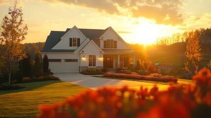 Explore how FHA loan refinancing can help first-time homebuyers lower their mortgage payment, focus on, budgeting plan, vibrant, Composite, a cozy suburban house