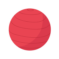 Bright red spherical object with textured grooves designed for exercise or play in a bright setting