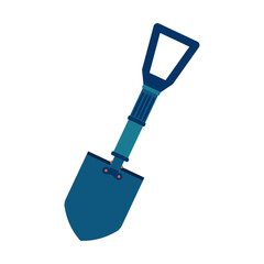 metal shovel isolated on white background, camping gear vector illustration