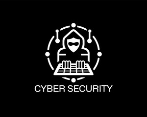 Cyber security logo icon symbol vector illustration. Modern cyber security logo
