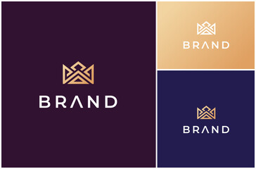 Letter W Crown King Queen Monarch Luxury Line Art Minimalist Vector Logo Design Illustration