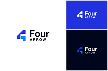 Number 4 Four Arrow Up Success Solution Business Modern Simple Vector Logo Design Illustration
