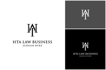 Fototapeta premium Letter HTA Initial Monogram Pillar Law Firm Attorney Classic Font Vector Logo Design Illustration