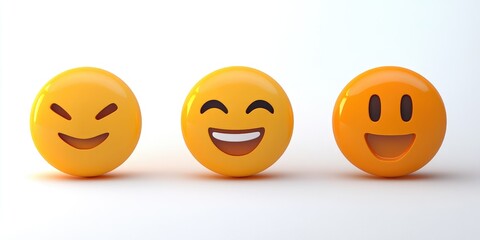 Naklejka premium Colorful collection of expressive yellow emojis showcasing a range of emotions against a minimalist background in a bright and cheerful setting