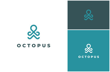 Octopus Squid Jellyfish Tentacle Abstract Modern Simple Line Art Vector Logo Design Illustration