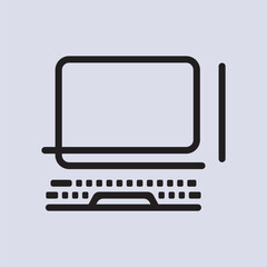 Laptop computer desktop icon. Line, glyph and filled outline colorful version, Monitor Display Screen outline and filled vector sign. Symbol, logo illustration. Technology icons set.