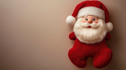 Christmas-themed kitchen towel, with Santa pattern, hanging on a hook, warm kitchen glow