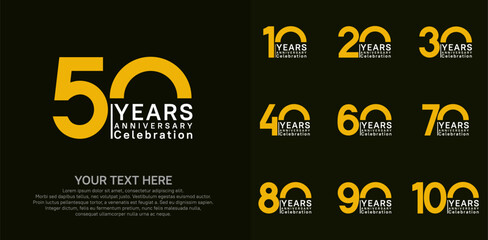 anniversary logotype style with yellow color can be use for company celebration event