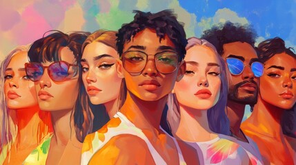 Fototapeta premium Inclusivity, Celebrate diversity in all forms cultural, racial, and body types continue to perform strongly. Featuring multi ethnic groups, and LGBTQ+ communities.