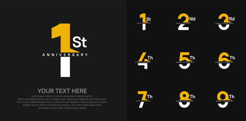 anniversary set logo style with yellow and white color for company celebration moment