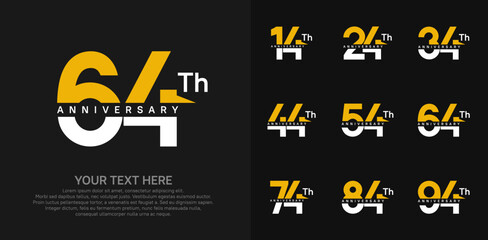 anniversary set logo style with yellow and white color for company celebration moment