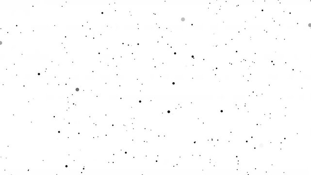 Black particles animation moving forward on white background