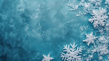 Winter Snowflakes on Frosty Blue Background - Cold Seasonal Holiday Illustration