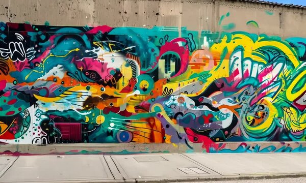 A vibrant street art mural, its bold colors and powerful message transforming an urban wall into a work of art. Video
