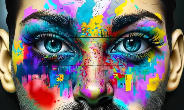 A vibrant street art mural, its bold colors and powerful message transforming an urban wall into a work of art, reflecting contemporary social and cultural issues. Video