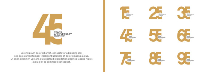 anniversary logo style set with brown color can be use for celebration moment