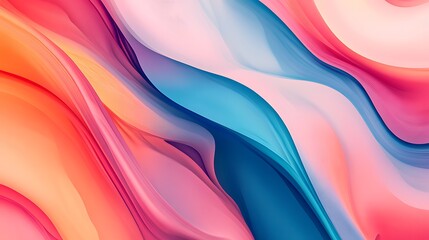 Vibrant abstract waves in pink, blue, and orange tones, creating a dynamic and fluid pattern.