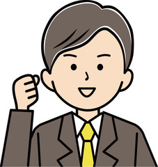 ガッツポーズでやる気を表すスーツ姿の男性