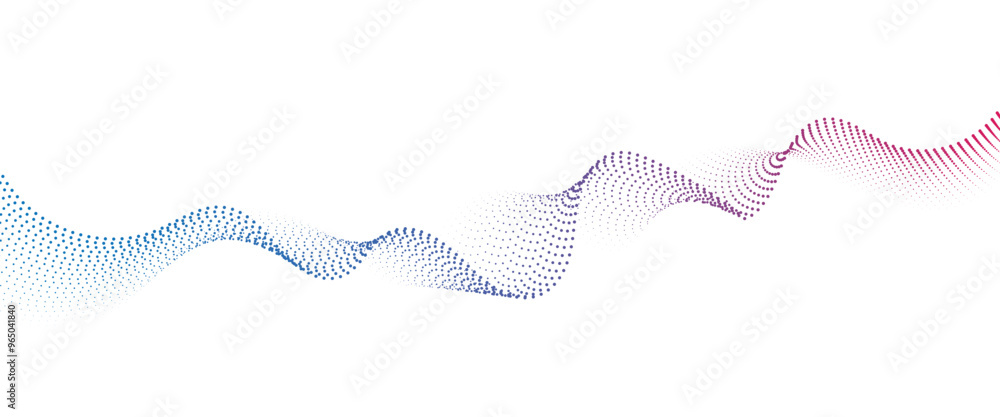 Poster flowing dot wave halftone gradient pattern on transparent background