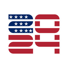Obraz premium 2024 numbers in united states flag colors, vector illustration