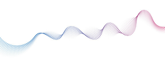 Flowing Dot Wave halftone gradient pattern on transparent background