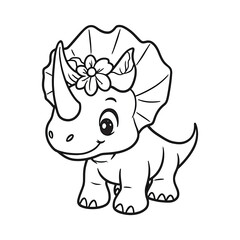A cute triceratops with a flower