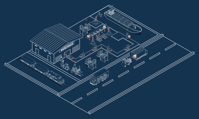 Warehousing and logistics industry adopts Automation Solutions, using Automated Guided Vehicles and Autonomous Mobile Robots to enhance efficiency in storage and distribution. vector eps 10