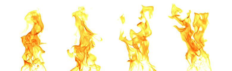 set abstract flame isolated white background. concept of effect texture ablaze, graphic design bonfire, blaze at night. burn of fire sizzling, danger explosion