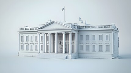 Obraz premium Majestic White House with Iconic Neoclassical Architecture and American Flag