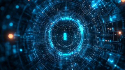 Abstract Digital Tunnel Futuristic Technology Data Network