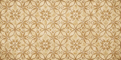 Retro geometric pattern of curlicues and leaves on beige paper texture wallpaper, retro, geometric, pattern, curlicues
