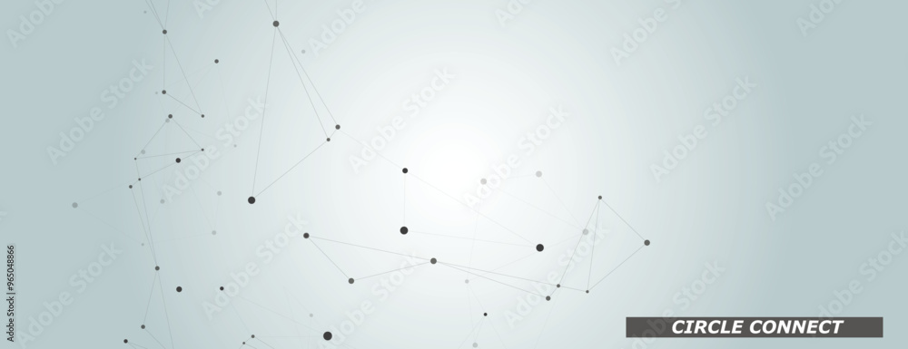 Poster Connect background with line and dots. Technical network design