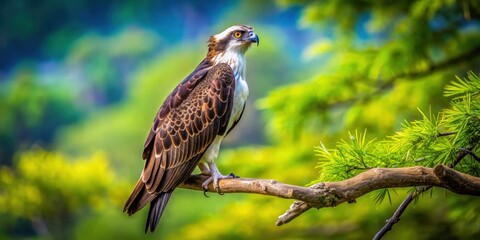 Majestic osprey bird perched on a tree branch in Japan, osprey, bird, wildlife, predator, raptor, nature, Japanese