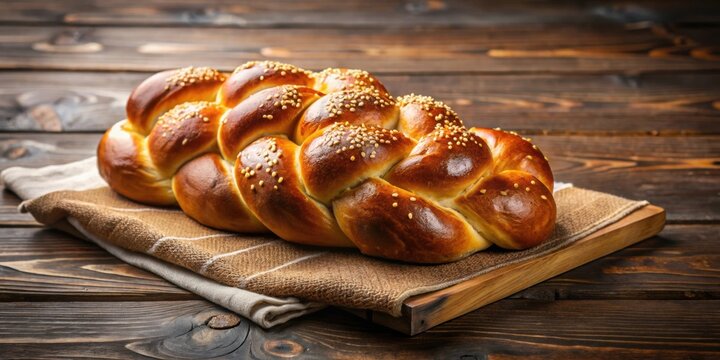 Traditional Jewish challah bread on wooden background , bread, Jewish, challah, traditional, food, homemade, fresh, baked