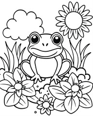 Hand drawn frog for coloring for kids