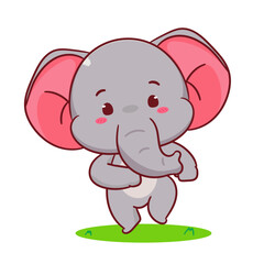 Cute elephant running cartoon vector. Adorable and kawaii animal concept design. Mascot, icon, logo illustration. Isolated white background