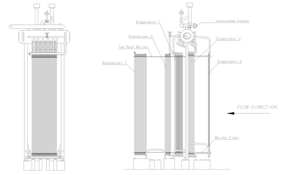 Heat recovery steam generator isometric drawing