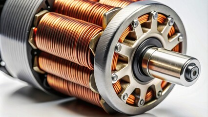 Close up of a brushless motor showing intricate details and technology , Brushless, Motor, Technology