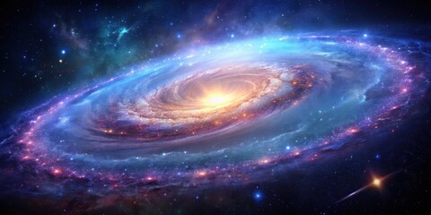 Obraz premium A stunning holographic galaxy with celestial wonders emerging , holographic, galaxy, celestial, otherworldly, amalgamation