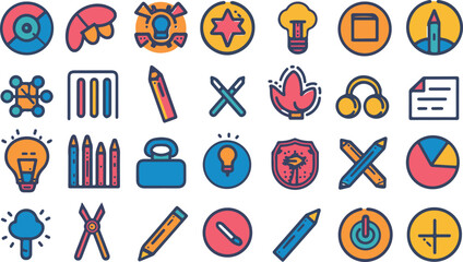 Art, creativity and graphic design related editable stroke outline icons set isolated on white background flat vector illustration © RABBI