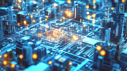 High-tech production facility using AI and machine learning for real-time robotic automation
